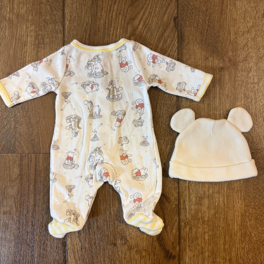Disney Baby Bundle Preemie Winnie Pooh Outfit Hat Gender Neutral Yellow - Picture 6 of 9